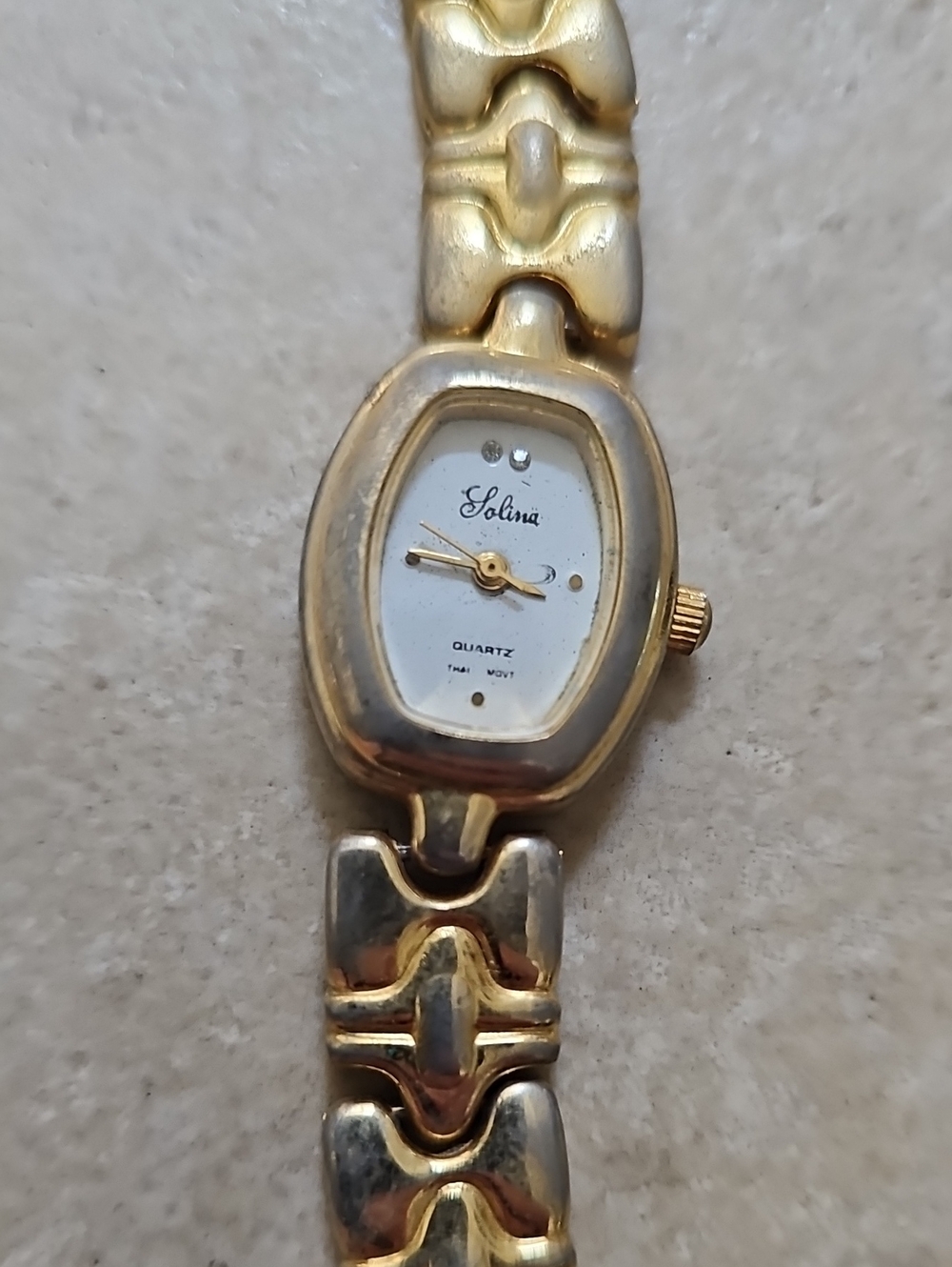 Solina Gold and White Women's Bracelet Watch